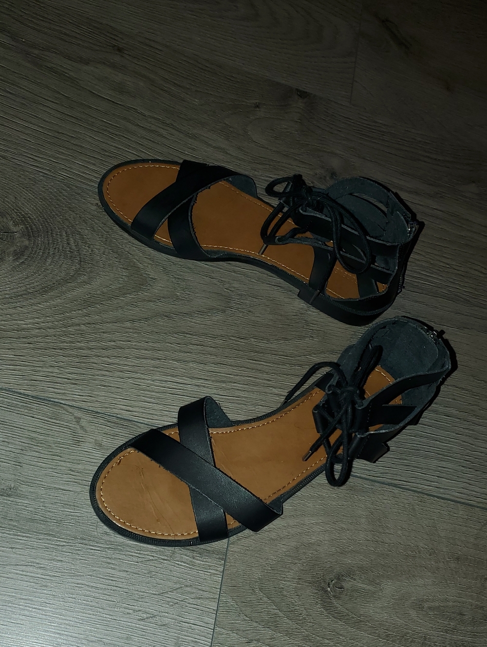 Women's Black Lace-Up Gladiator Sandals